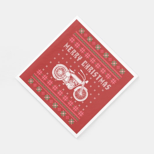 ヴィンテージバイク醜いクリスマスセーター スタンダードランチョンナプキン (角)