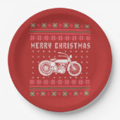 ヴィンテージバイク醜いクリスマスセーター ペーパープレート (正面)