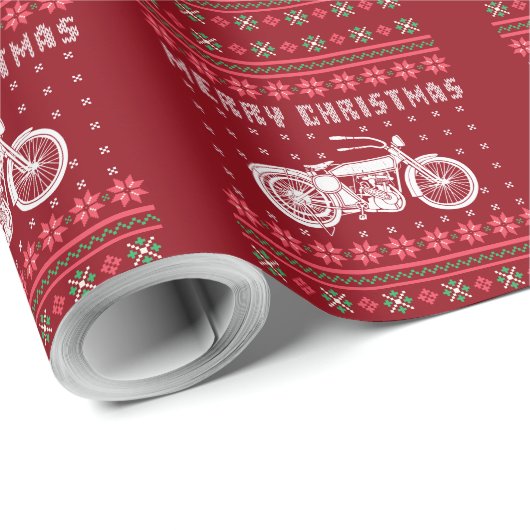 ヴィンテージバイク醜いクリスマスセーター ラッピングペーパー (ロールコーナー)