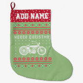 ヴィンテージバイク醜いクリスマスセーター ラージクリスマスストッキング (正面)