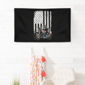 ヴィンテージバイク – 米国国旗で詳細 横断幕 (インサイチュ)