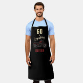 ヴィンテージバイク 誕生日お祝い 60歳 エプロン (着用した状態)