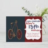 ヴィンテージバイシクルオールドスクールブルーレッドバイク 招待状 (スタンド正面)