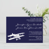 ヴィンテージバイプレーンアビエータブルー結婚式招待状 招待状 (スタンド正面)