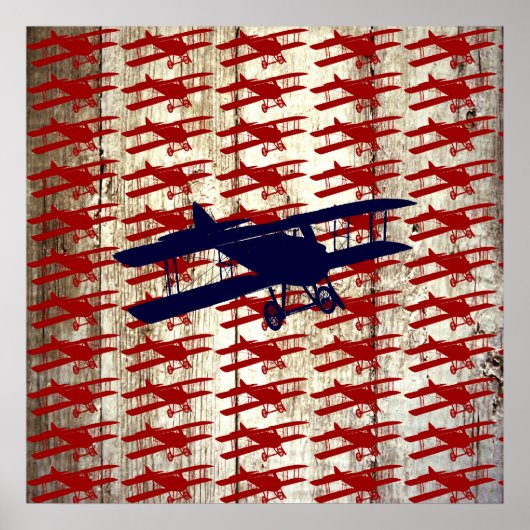 ヴィンテージバイプレーンオンバーンウッド航空ギフト ポスター (正面)