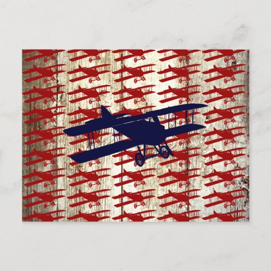 ヴィンテージバイプレーンオンバーンウッド航空ギフト ポストカード (正面)