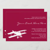 ヴィンテージバイプレーンマゼンタピンクイベント招待状 招待状 (正面/裏面)