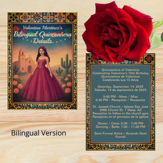 ヴィンテージバイリンガルキンセアニラレッドドレス披露宴 エンクロージャーカード