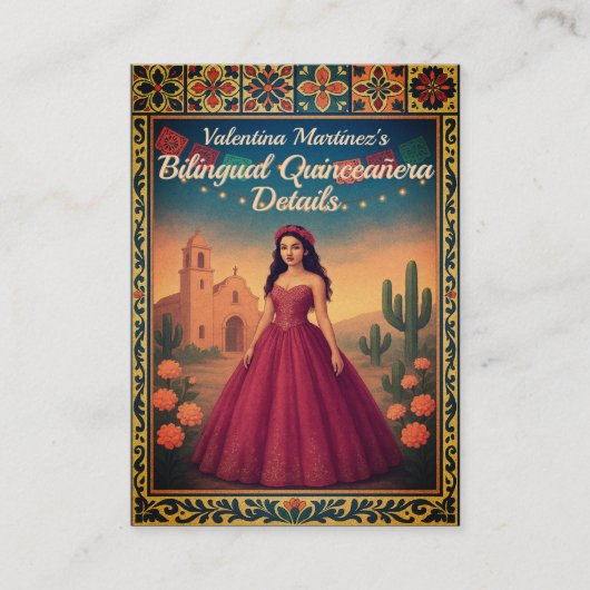 ヴィンテージバイリンガルキンセアニラレッドドレス披露宴 エンクロージャーカード (正面)