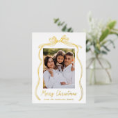 ヴィンテージバウMerry Christmas写真 箔シーズンポストカード (立ち正面)