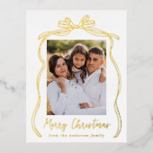 ヴィンテージバウMerry Christmas写真 箔シーズンポストカード (正面)