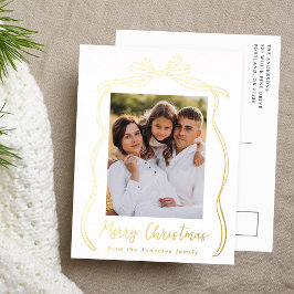 ヴィンテージバウMerry Christmas写真 箔シーズンポストカード