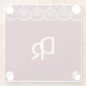 ヴィンテージバエレガントルガンディマルーンホワイトレース ガラスコースター (裏面)