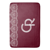 ヴィンテージバエレガントルガンディマルーンホワイトレース バスマット (正面縦)