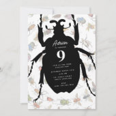 ヴィンテージバグカラフルカブトムズバースデーパーティーテーマ 招待状 (正面)