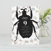 ヴィンテージバグカラフルカブトムズバースデーパーティーテーマ 招待状 (スタンド正面)