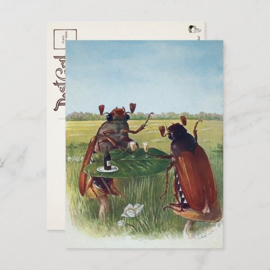 ヴィンテージバグワインパーティーはがき ポストカード (正面/裏面)