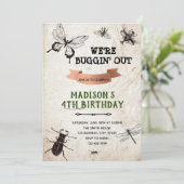ヴィンテージバグ虫の自然証跡誕生日パーティー 招待状 (スタンド正面)