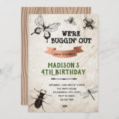 ヴィンテージバグ虫の自然証跡誕生日パーティー 招待状 (正面/裏面)