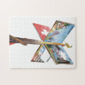 ヴィンテージバケーションスイストラベルイラストレーション ジグソーパズル (横)