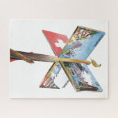 ヴィンテージバケーションスイストラベルイラストレーション ジグソーパズル (横)