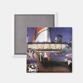 ヴィンテージバケーショントラベル、プールデッキでのクルーズシップ マグネット (正面/裏面)