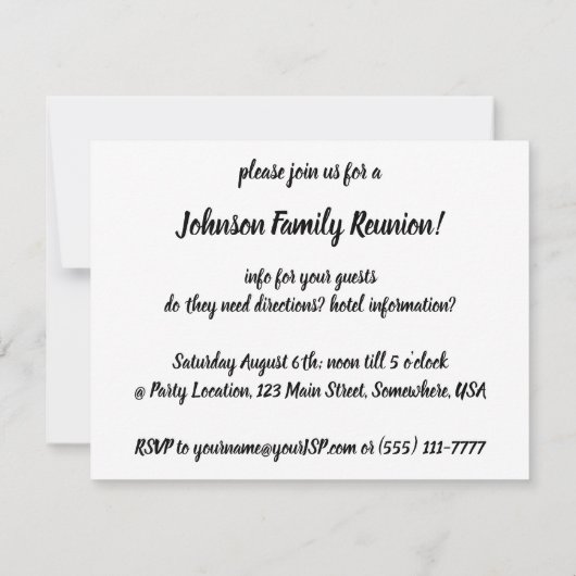 ヴィンテージバケーションファミリー懇親会パーティー 招待状 (裏面)