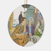 ヴィンテージバケーション、乗客クルーズ船オンデッキ セラミックオーナメント (左)