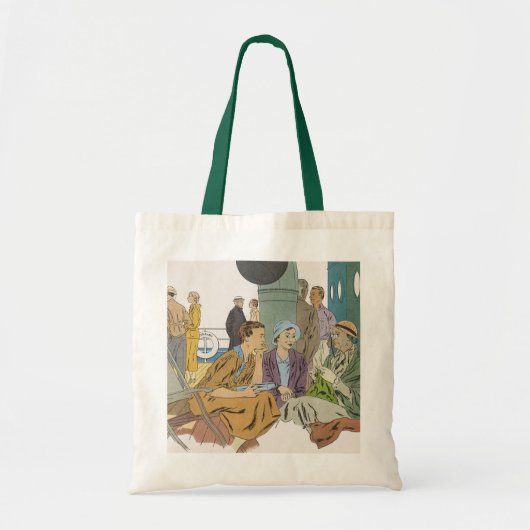 ヴィンテージバケーション、乗客クルーズ船オンデッキ トートバッグ (正面)