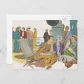 ヴィンテージバケーション、乗客クルーズ船オンデッキ ポストカード (正面/裏面)