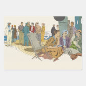 ヴィンテージバケーション、乗客クルーズ船オンデッキ ラッピングペーパーシート (正面)