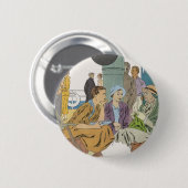 ヴィンテージバケーション、乗客クルーズ船オンデッキ 缶バッジ (正面&裏面)