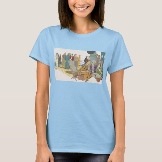 ヴィンテージバケーション、乗客クルーズ船オンデッキ Tシャツ (正面)