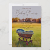 ヴィンテージバシネットウォーター色秋ベビーシャワー 招待状 (正面)