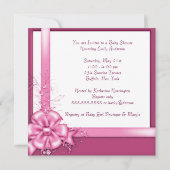 ヴィンテージバシネットピンクローゼベビーガールシャワー 招待状 (裏面)