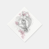 ヴィンテージバシネットベビーガールシャワー スタンダードカクテルナプキン (角)