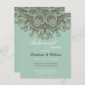 ヴィンテージバジルブルーリハーサルディナーカード 招待状 (正面/裏面)