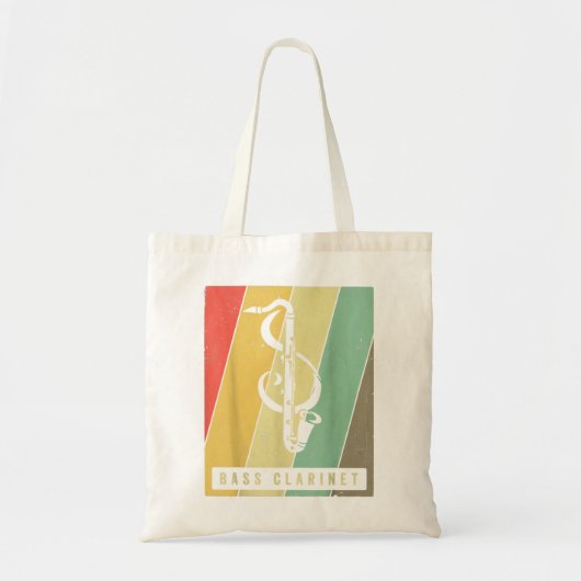 ヴィンテージバスクラリネットプレイヤーミュージックレトロ254 トートバッグ (正面)