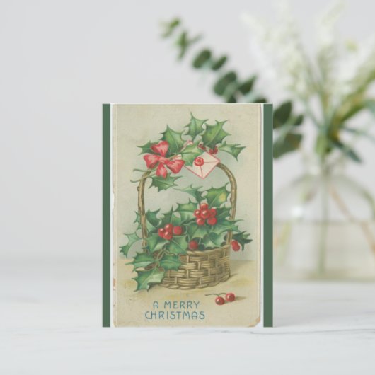 ヴィンテージバスケットオブベリークリスマス ポストカード (スタンド正面)