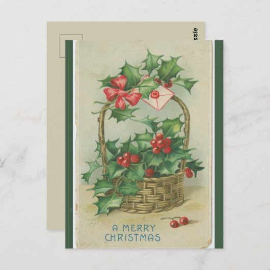 ヴィンテージバスケットオブベリークリスマス ポストカード (正面/裏面)