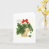 ヴィンテージバスケットオブホリークリスマスカード カード (黄色い花)