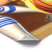 ヴィンテージバスケットボールガールズイラストレーション ポスター (角)