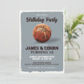 ヴィンテージバスケットボールデュアル誕生日パーティースポーツ 招待状 (スタンド正面)