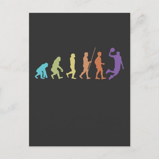 ヴィンテージバスケットボールプレイヤー進化ボールスポーツファン ポストカード (正面)
