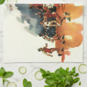 ヴィンテージバスケットボール競技、バスケットボール選手 キッチンタオル (折り畳み)