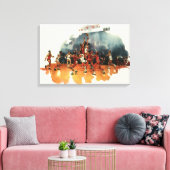 ヴィンテージバスケットボール競技、バスケットボール選手 キャンバスプリント (インサイチュ (リビング))