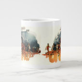 ヴィンテージバスケットボール競技、バスケットボール選手 ジャンボコーヒーマグカップ (正面)