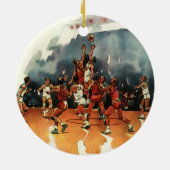 ヴィンテージバスケットボール競技、バスケットボール選手 セラミックオーナメント (裏面)