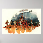 ヴィンテージバスケットボール競技、バスケットボール選手 ポスター (正面)