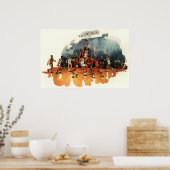 ヴィンテージバスケットボール競技、バスケットボール選手 ポスター (キッチン)